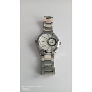 Giordano Dual Time Zone Watch‎ Silver Stainless Steel Band Fashion